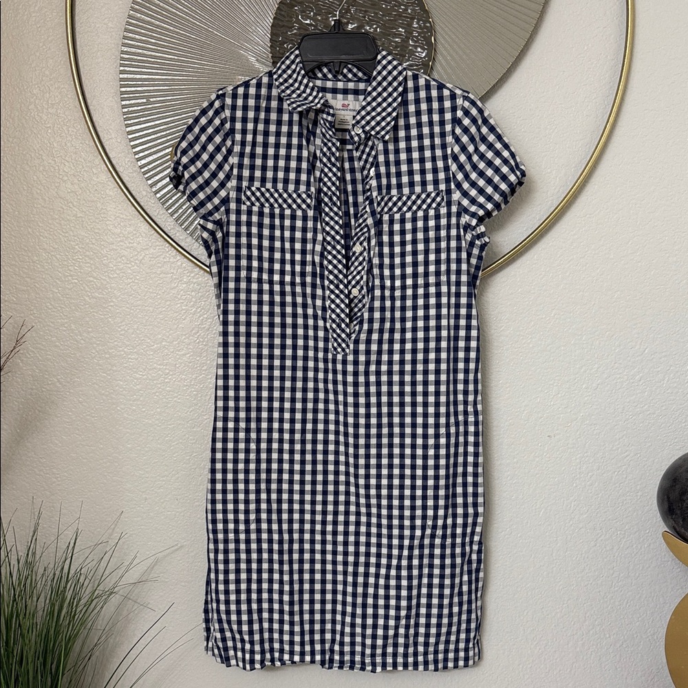 Vineyard Vines Navy and White Checkered Mini Dress